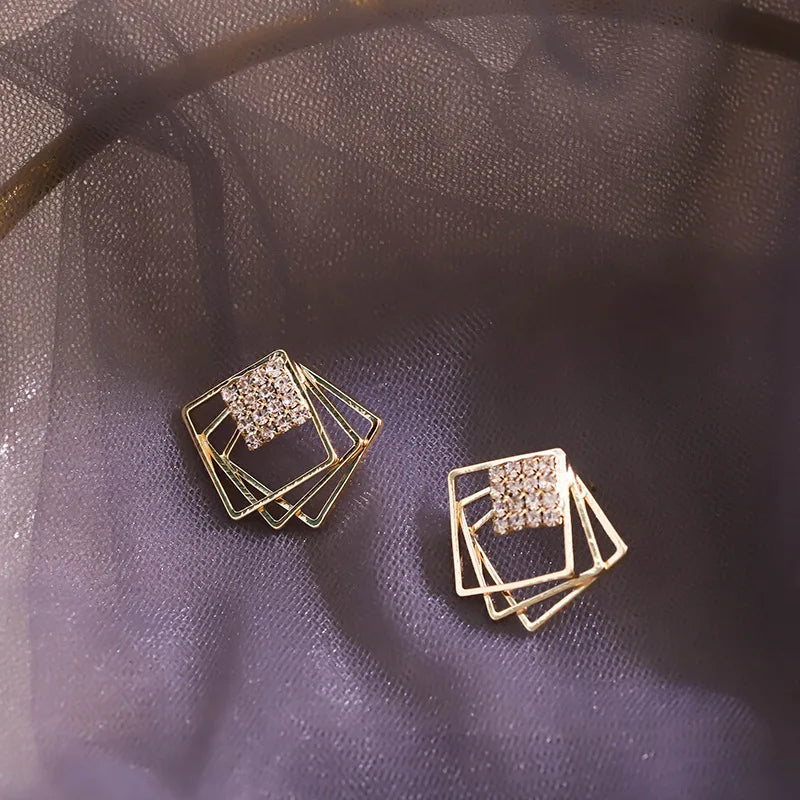 Hollow Out Square Stud Earrings