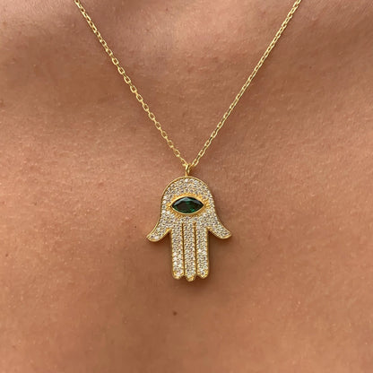 Hamsa Eye Pendant Necklace