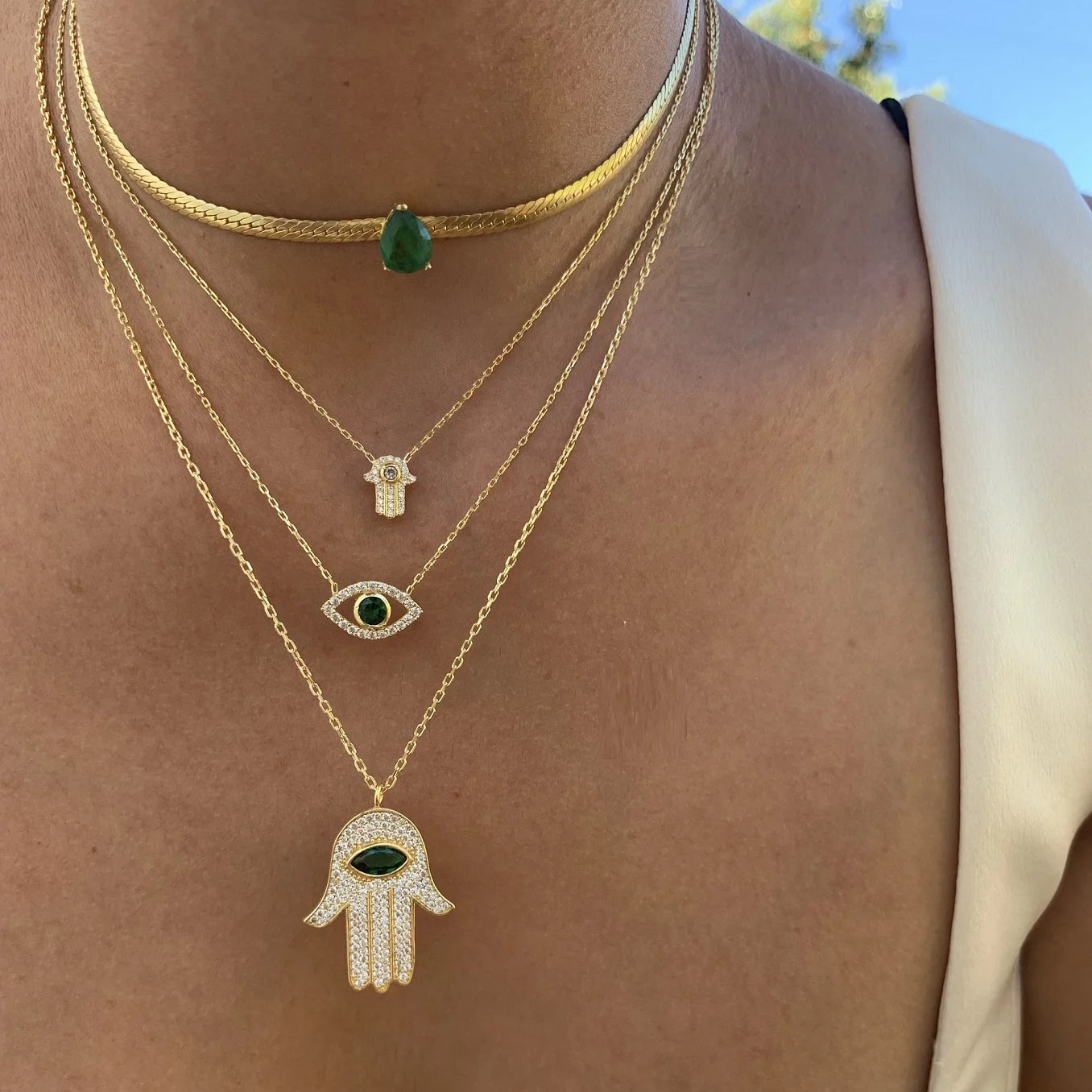 Hamsa Eye Pendant Necklace