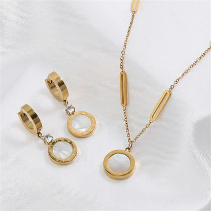 Roman Wafer Earrings and Necklace Set