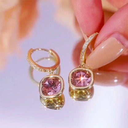 Square Crystal Pendant Earrings