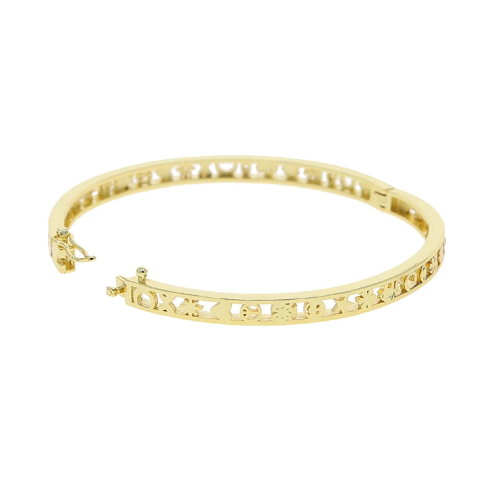 Hollow Heart Star Bangle Bracelet