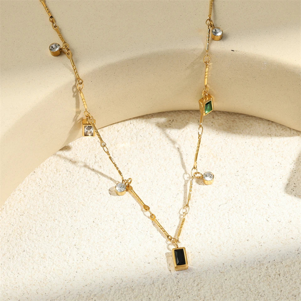 Fire and Ice Square Necklace