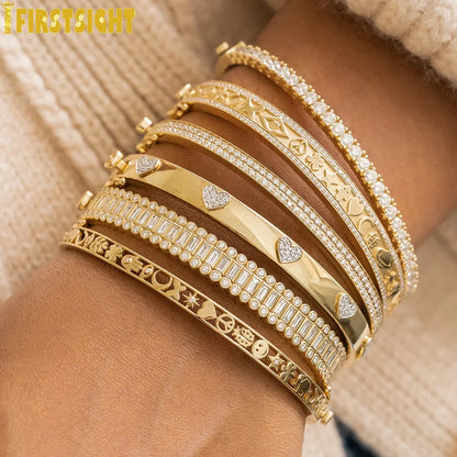 Hollow Heart Star Bangle Bracelet