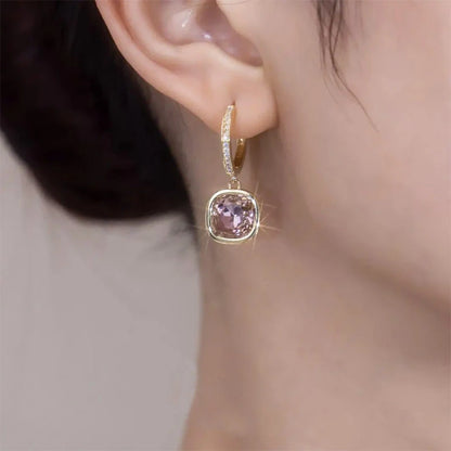 Square Crystal Pendant Earrings