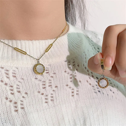 Roman Wafer Earrings and Necklace Set