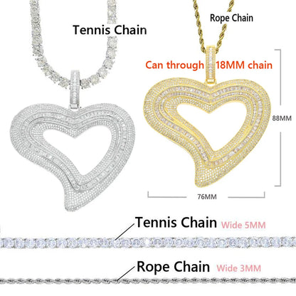 Hollow Heart Pendant Necklace