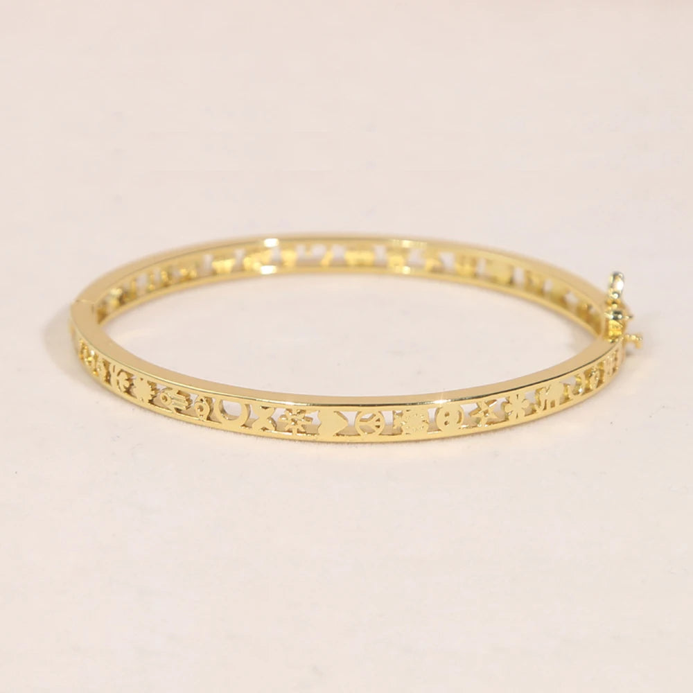 Hollow Heart Star Bangle Bracelet