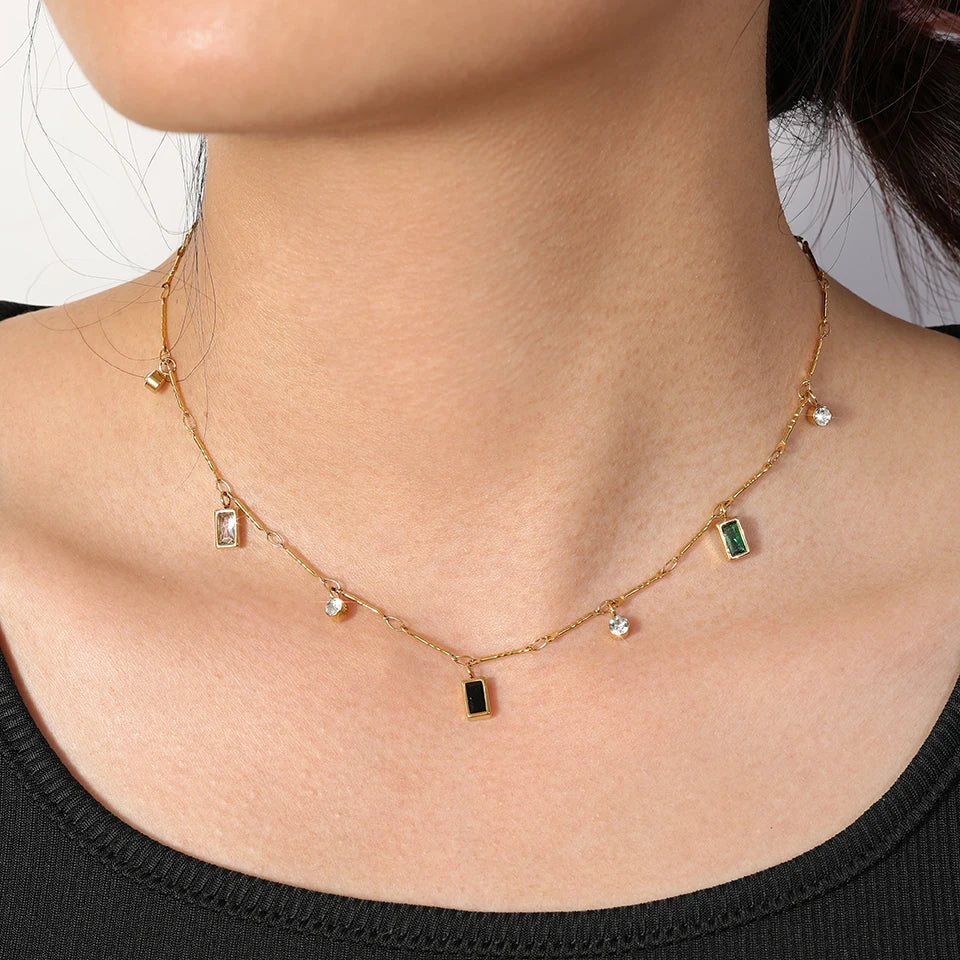 Fire and Ice Square Necklace