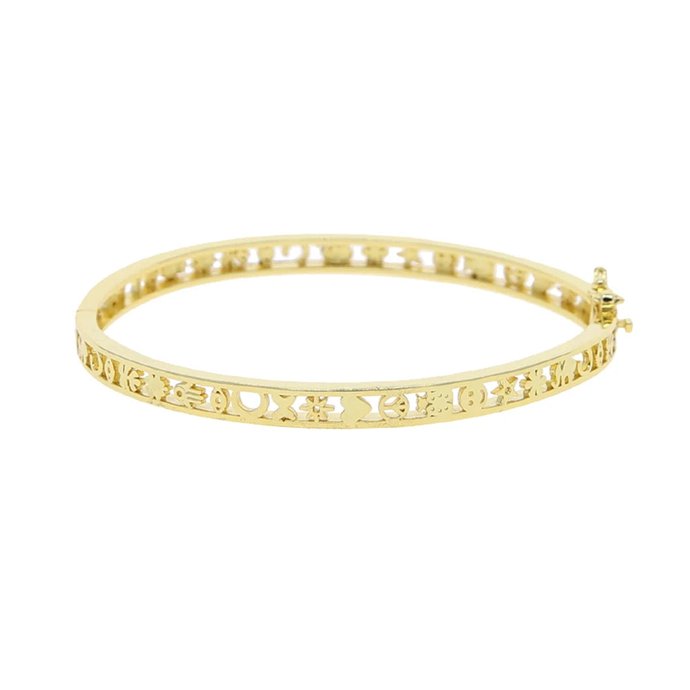 Hollow Heart Star Bangle Bracelet
