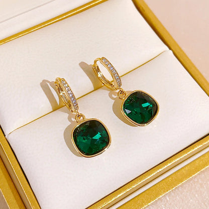 Square Crystal Pendant Earrings