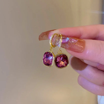 Square Crystal Pendant Earrings