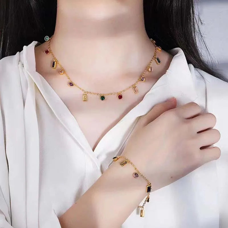 Color Square Necklace