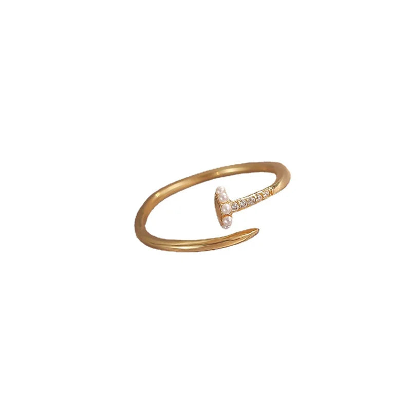 Pearls Gold Hoop Ring