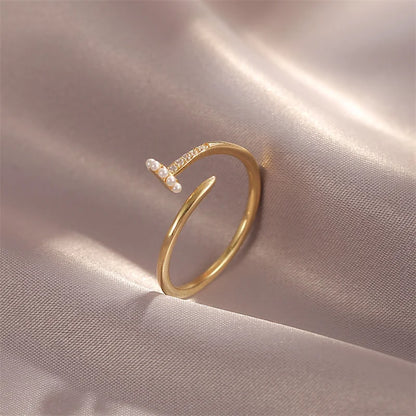 Pearls Gold Hoop Ring