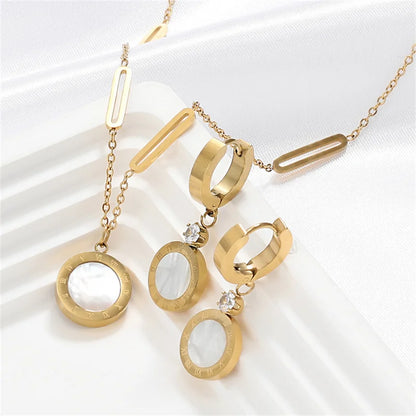 Roman Wafer Earrings and Necklace Set