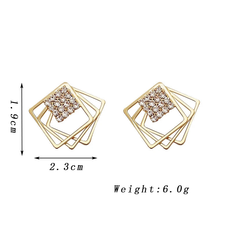 Hollow Out Square Stud Earrings