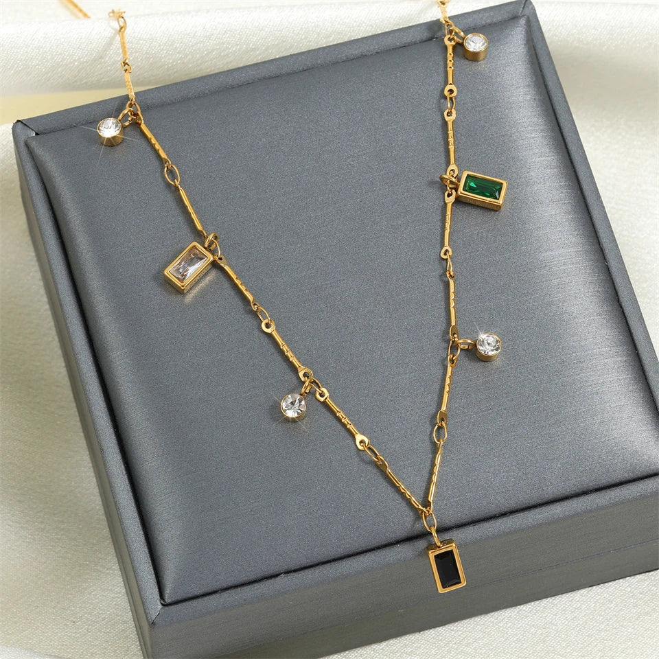Fire and Ice Square Necklace