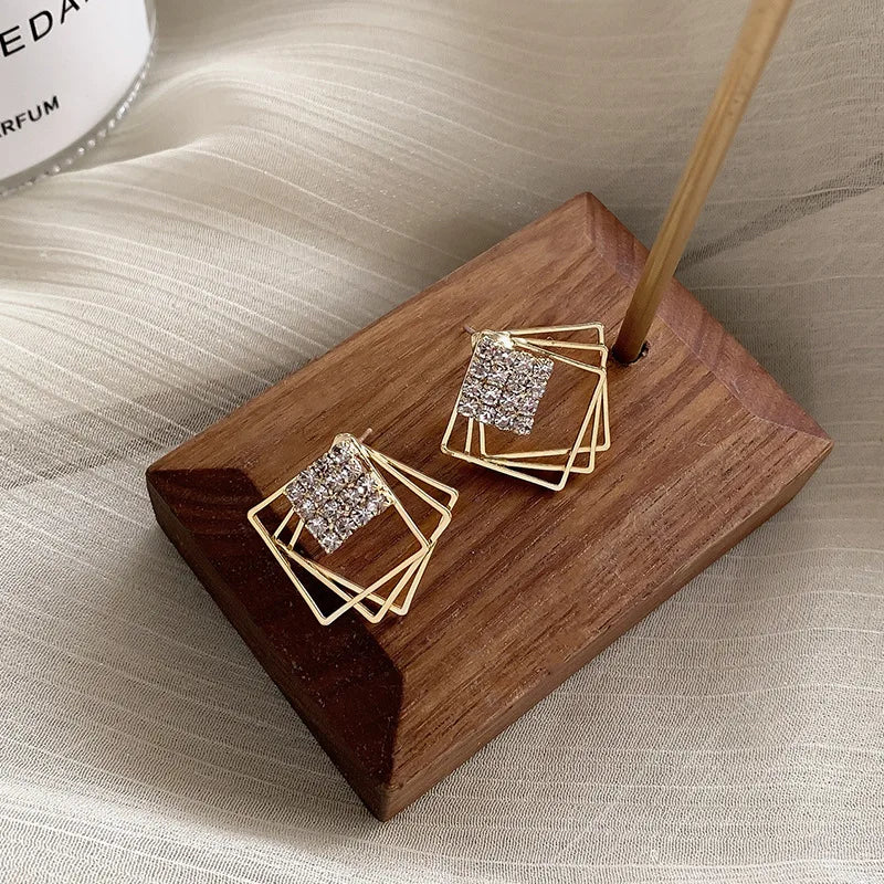 Hollow Out Square Stud Earrings