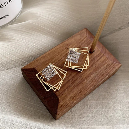 Hollow Out Square Stud Earrings