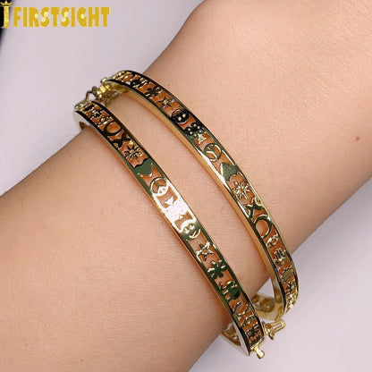Hollow Heart Star Bangle Bracelet