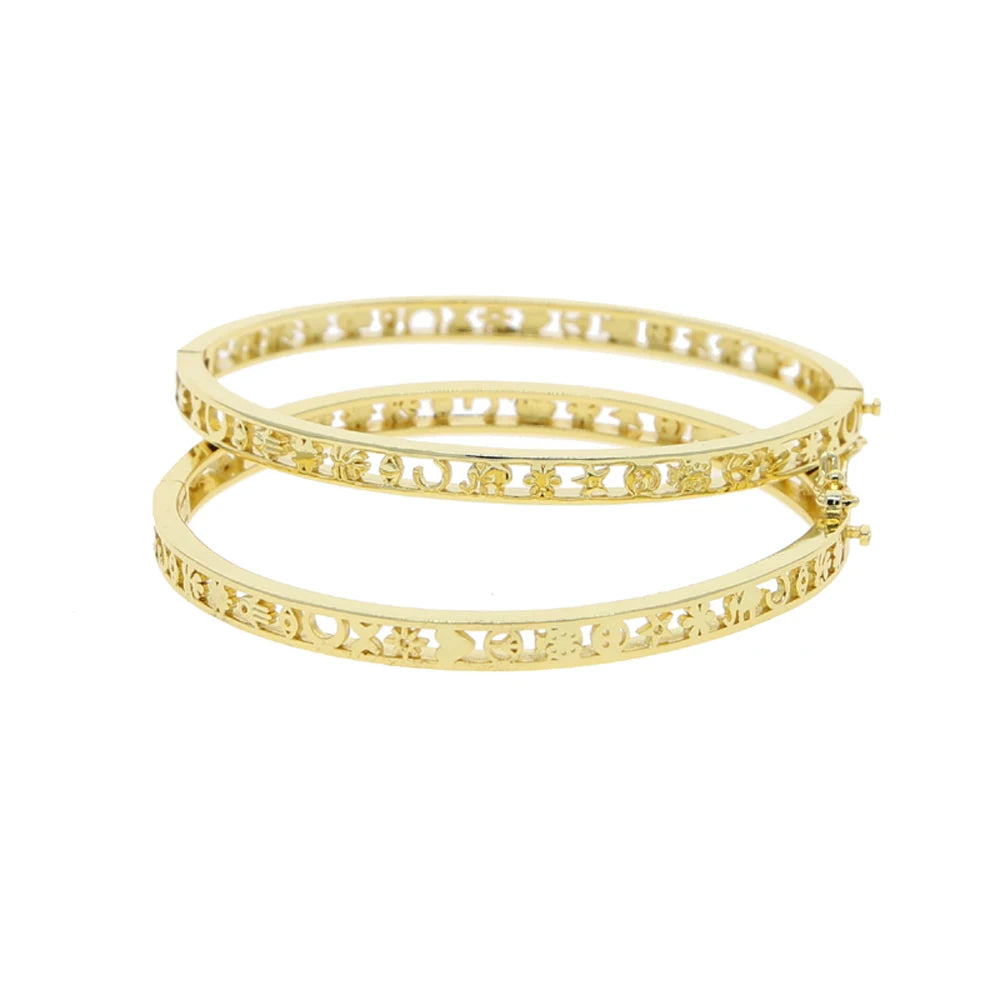Hollow Heart Star Bangle Bracelet