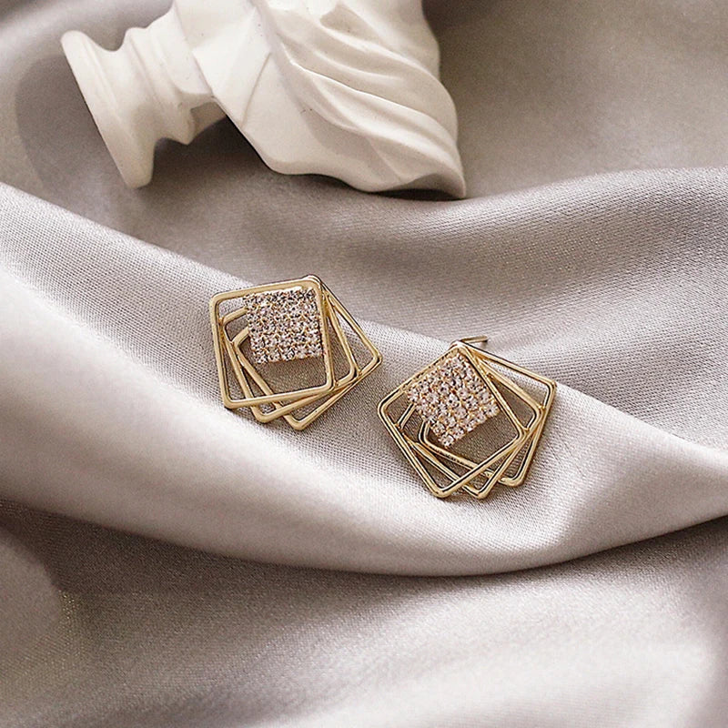 Hollow Out Square Stud Earrings