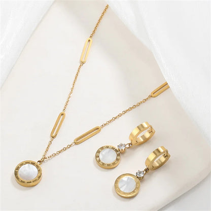 Roman Wafer Earrings and Necklace Set