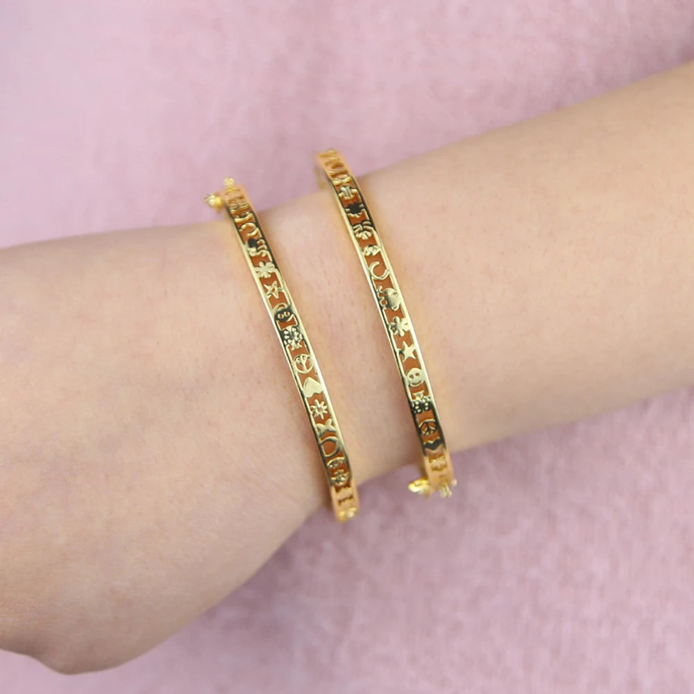 Hollow Heart Star Bangle Bracelet