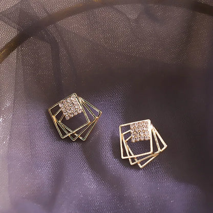 Hollow Out Square Stud Earrings