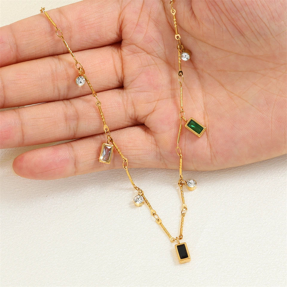 Fire and Ice Square Necklace