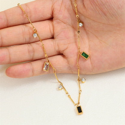 Fire and Ice Square Necklace
